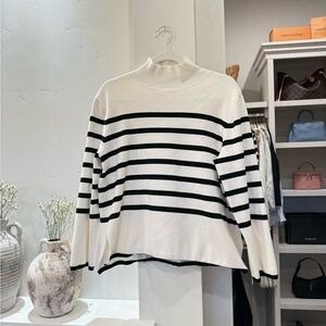 H&M Striped Black and White Turtleneck Sweater